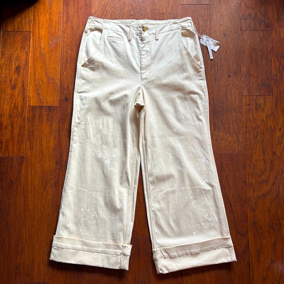 Pilcro Slouchy Full Length Paint Splatter Wide Leg Chino Pant | Size 14 - Picture 4 of 11